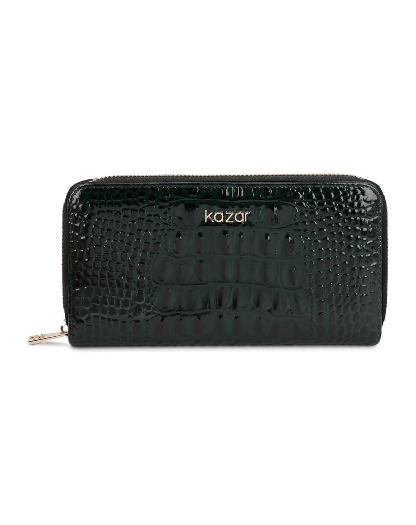 Kazar-Green-patent-wallet-with-croco-embossing-zelená