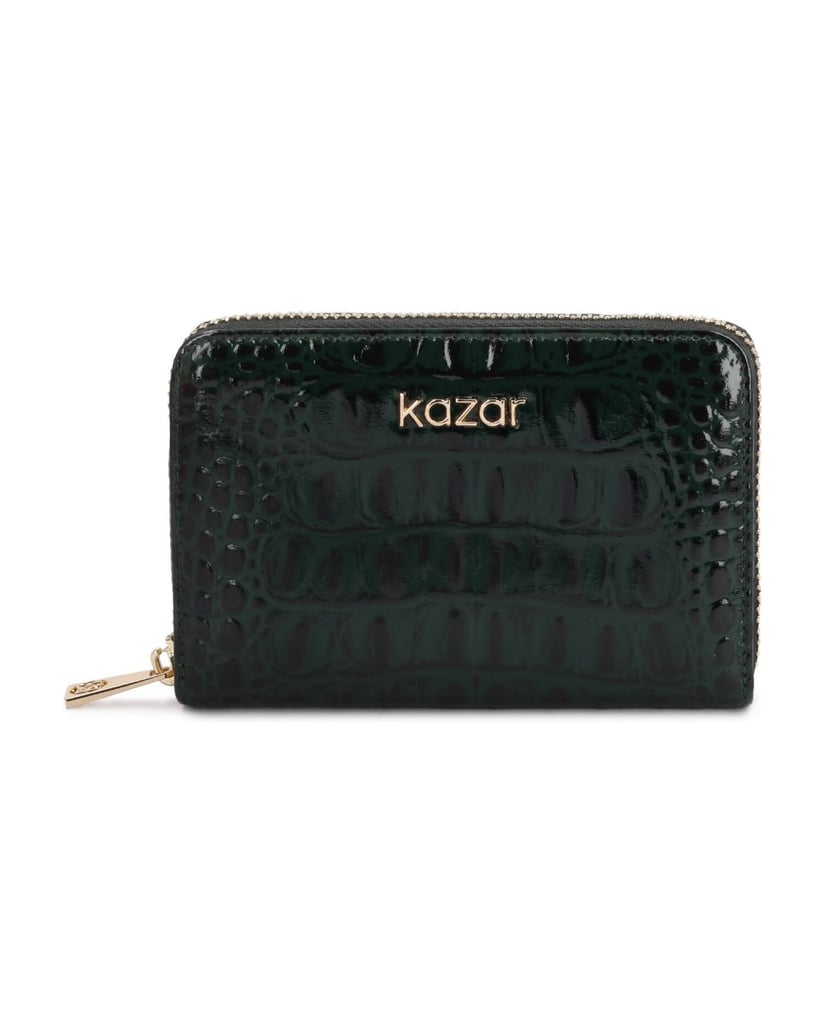 Kazar-Green-patent-wallet-in-crocodile-pattern-zelená