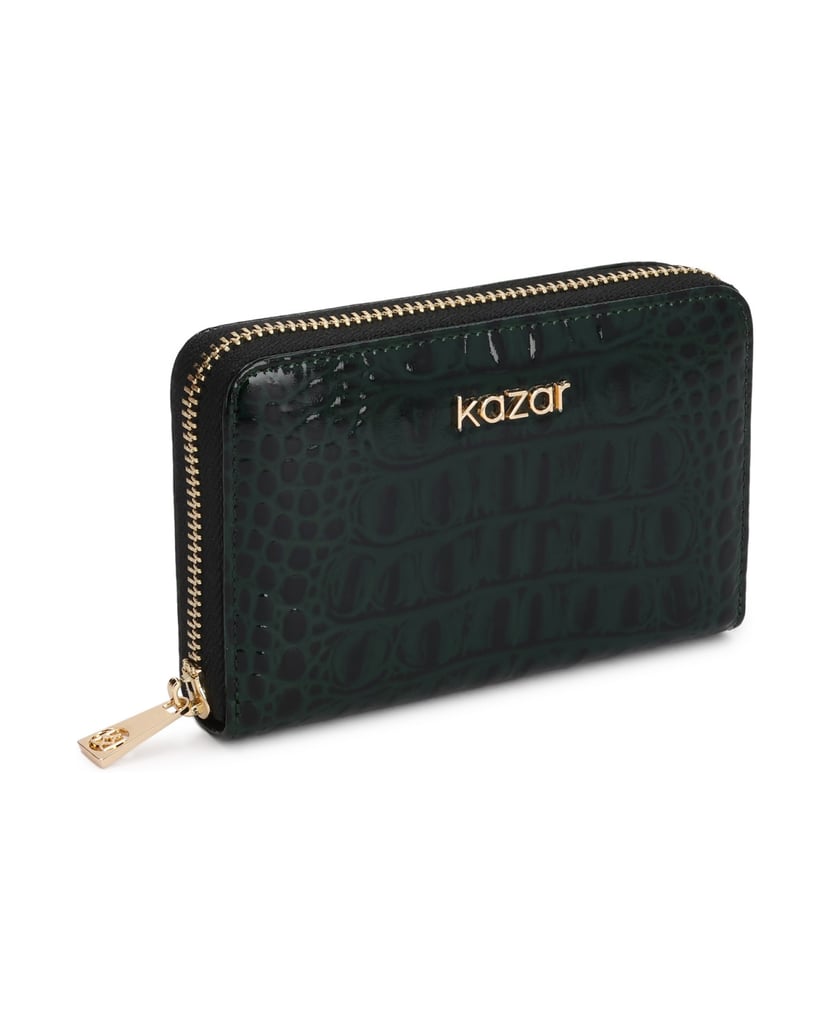 Kazar-Green-patent-wallet-in-crocodile-pattern-zelená