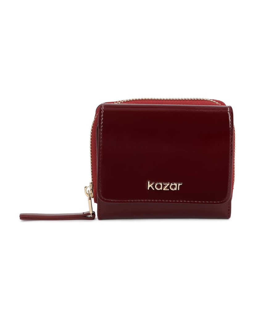 Kazar-Compact-wallets-in-patent-leather-in-maroon-shade-červená