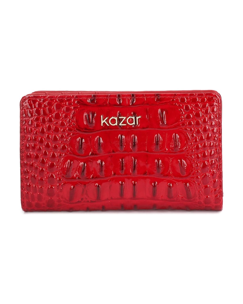 Kazar-Red-croco-textured-patent-wallet-červená