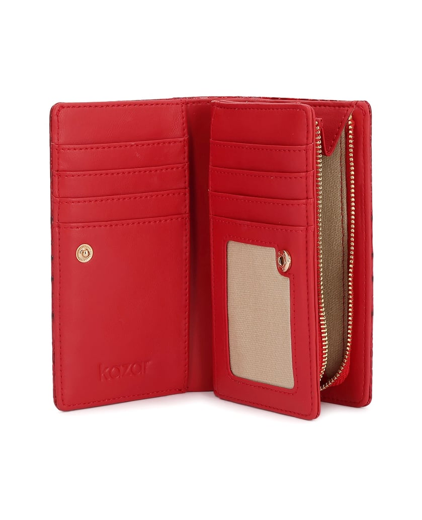 Kazar-Red-croco-textured-patent-wallet-červená