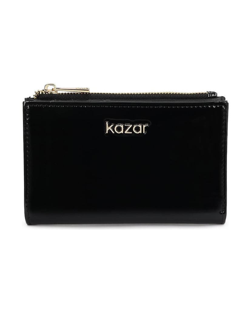 Kazar-Minimalist-black-wallet-in-patent-leather-černá