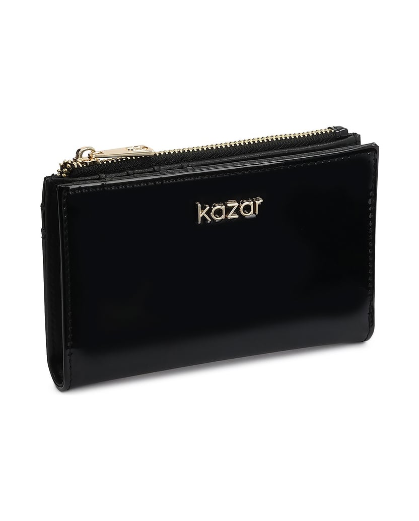 Kazar-Minimalist-black-wallet-in-patent-leather-černá