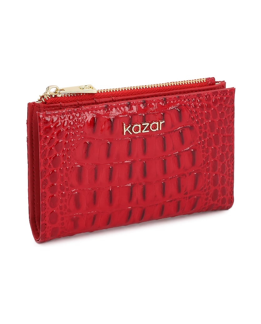 Kazar-Red-Embossed-patent-leather-wallet-červená