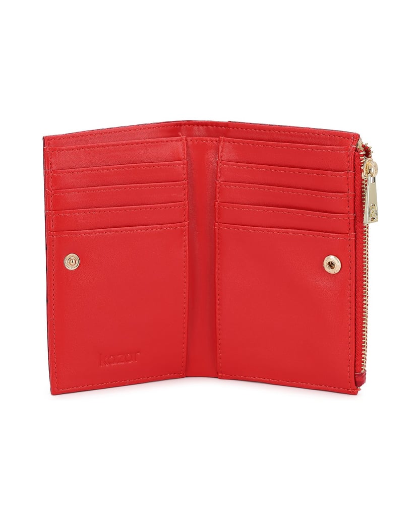 Kazar-Red-Embossed-patent-leather-wallet-červená