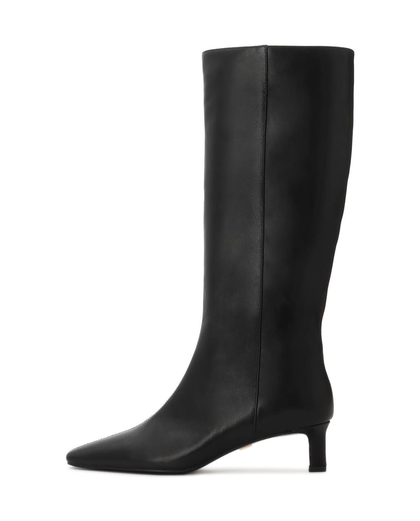 Kazar-Black-leather-slip-on-high-boots-černá
