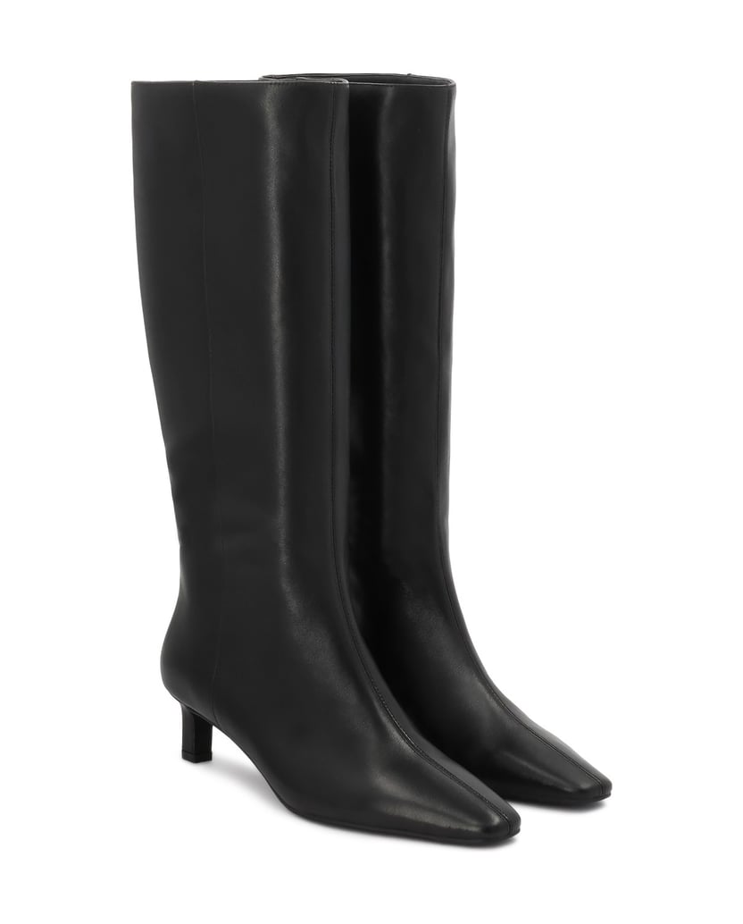 Kazar-Black-leather-slip-on-high-boots-černá