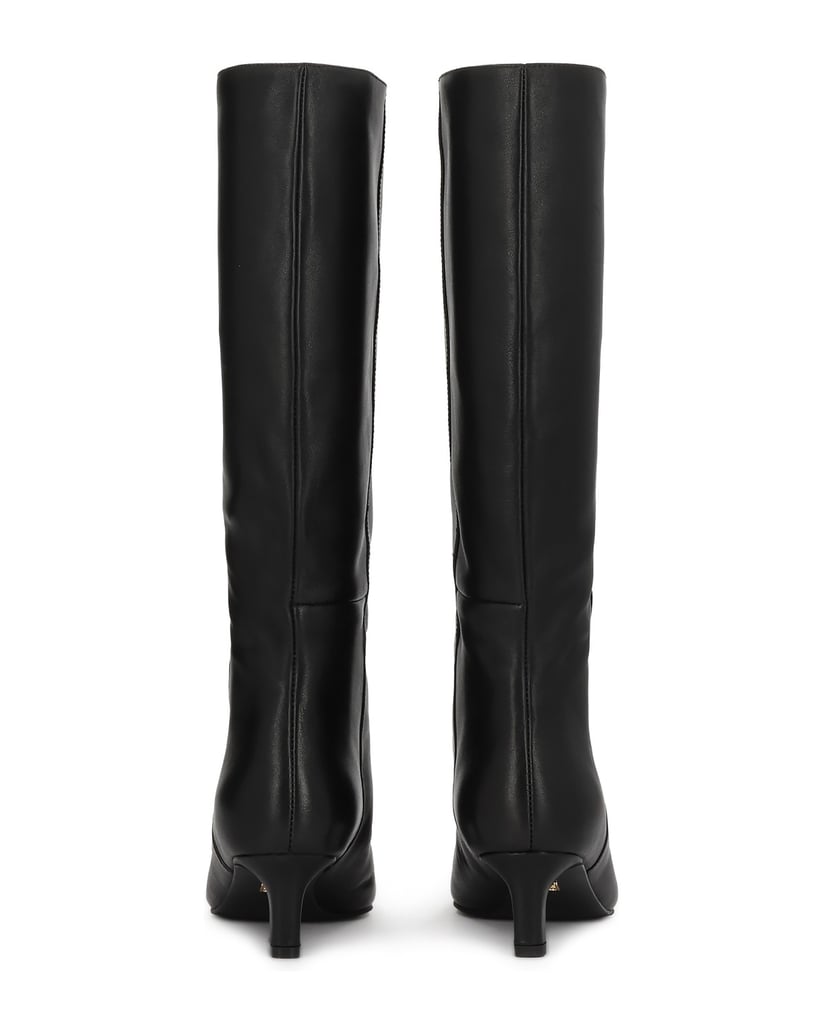 Kazar-Black-leather-slip-on-high-boots-černá