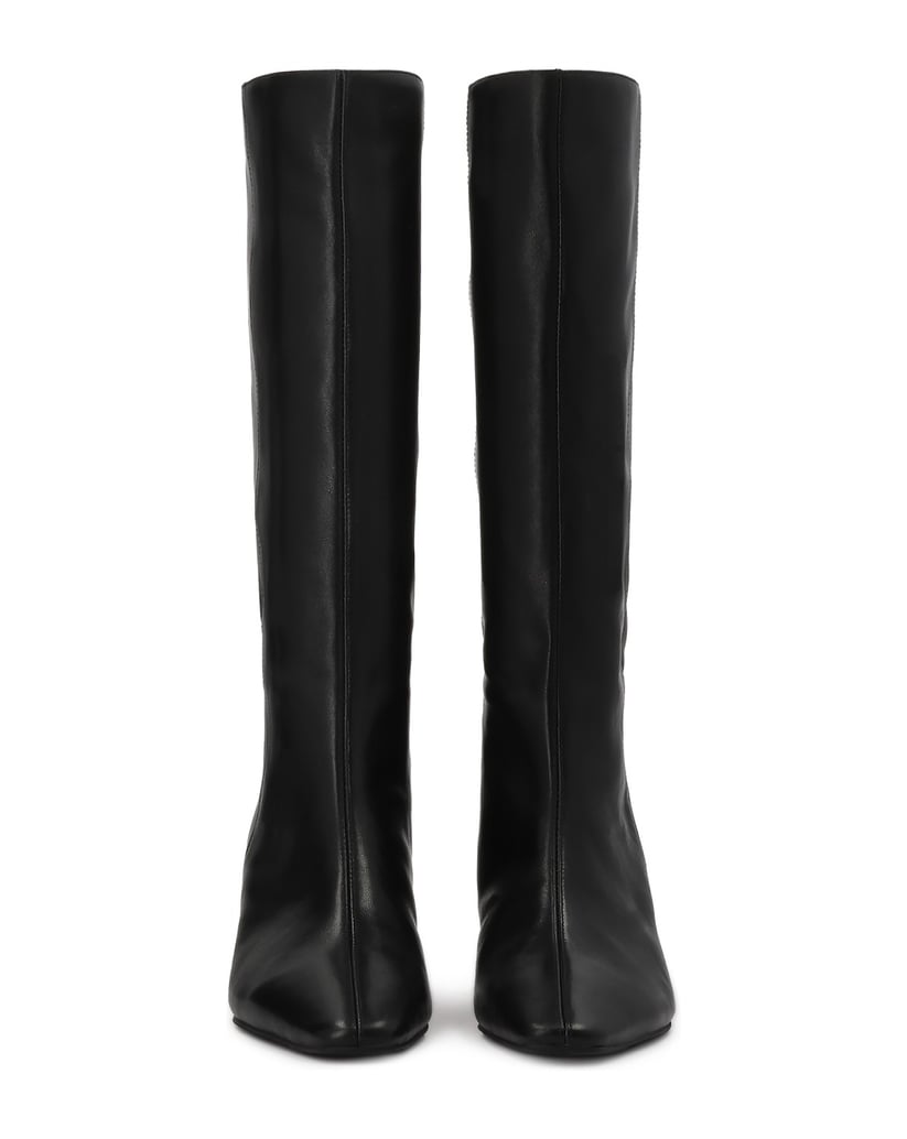 Kazar-Black-leather-slip-on-high-boots-černá