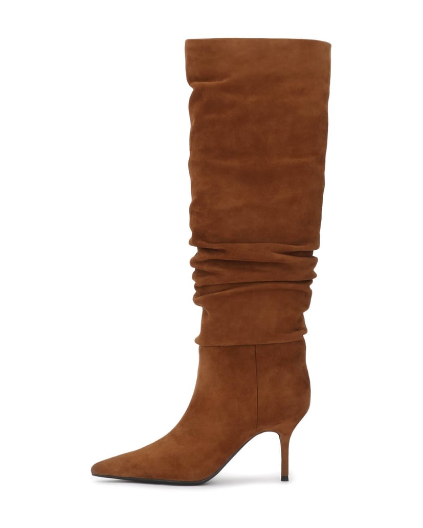 Kazar-Brown-suede-high-boots-with-crinkle-upper-velbloudí