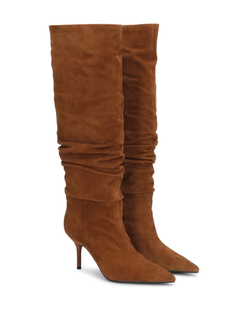 Kazar-Brown-suede-high-boots-with-crinkle-upper-velbloudí
