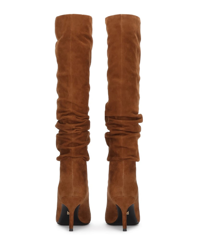 Kazar-Brown-suede-high-boots-with-crinkle-upper-velbloudí