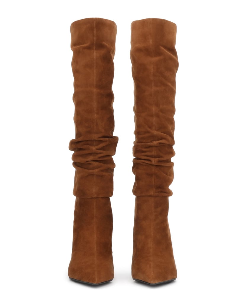 Kazar-Brown-suede-high-boots-with-crinkle-upper-velbloudí