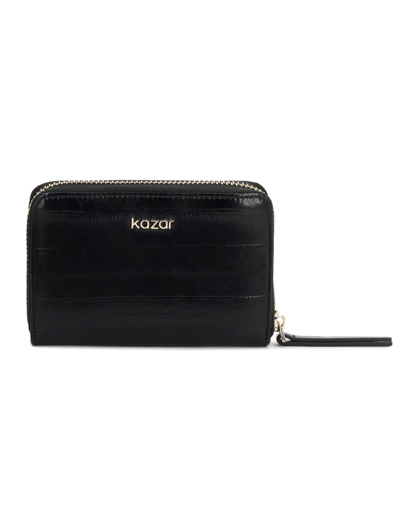 Kazar-Gold-logo-compact-zip-wallet-černá