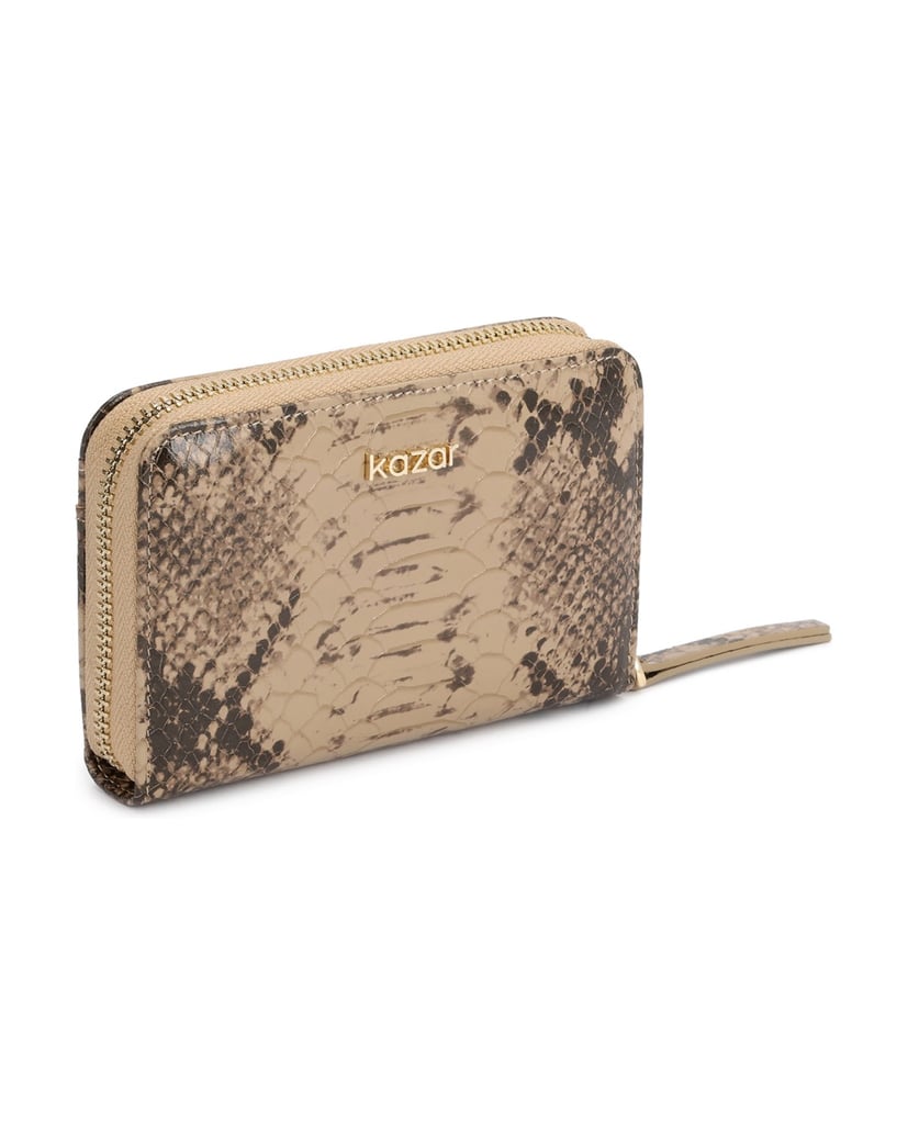 Kazar-Beige-and-brown-embossed-leather-snake-wallet-béžová