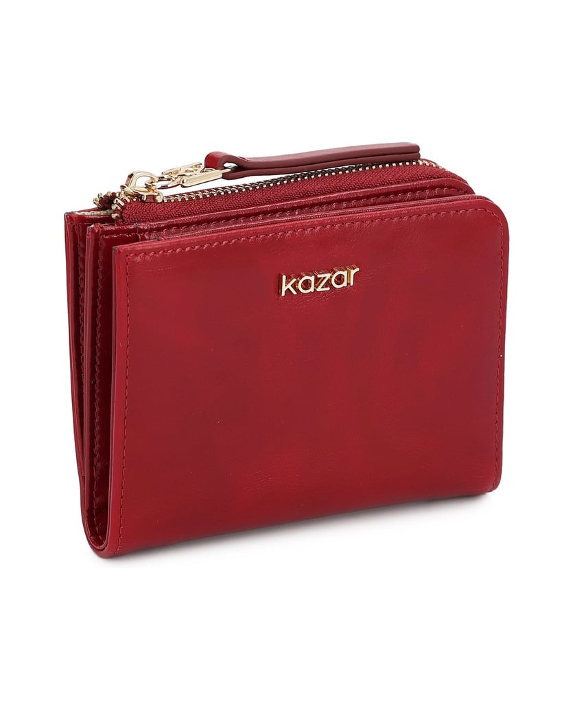 Kazar-Red-zip-wallet-with-decorative-handle-červená