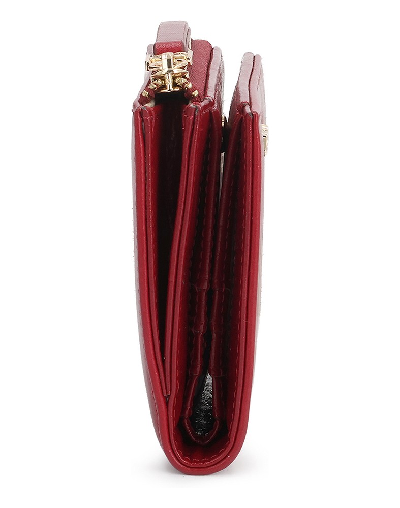 Kazar-Red-zip-wallet-with-decorative-handle-červená