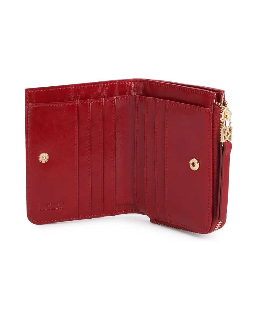 Kazar-Red-zip-wallet-with-decorative-handle-červená