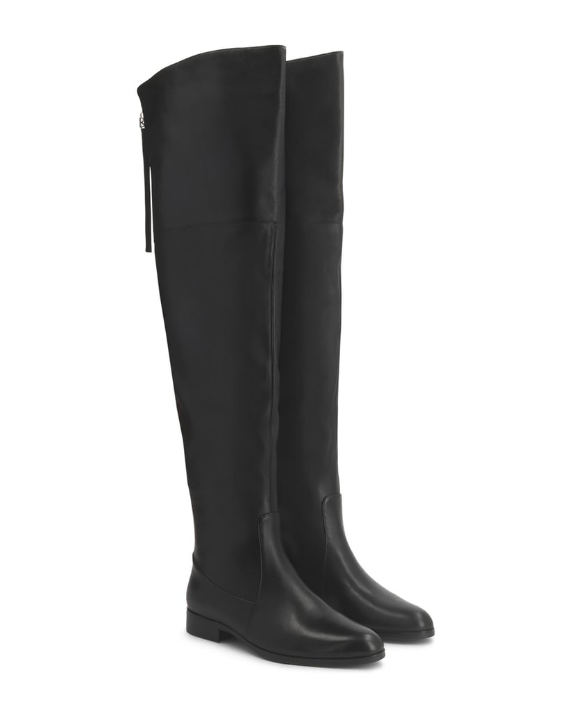 Kazar-Black-leather-over-knee-boots-on-a-flat-sole-černá