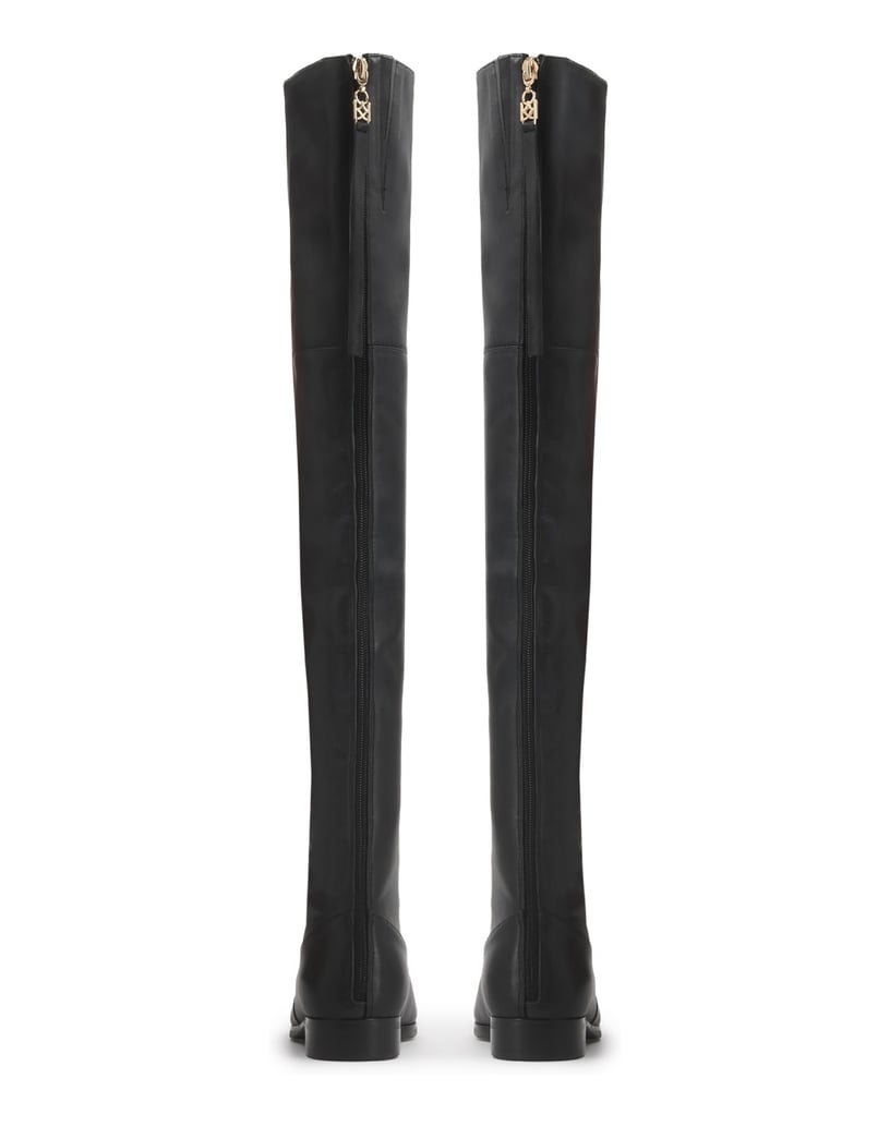 Kazar-Black-leather-over-knee-boots-on-a-flat-sole-černá