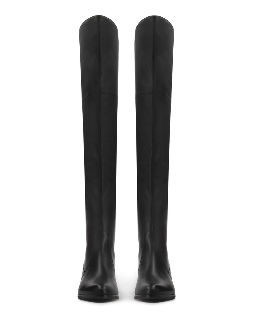 Kazar-Black-leather-over-knee-boots-on-a-flat-sole-černá