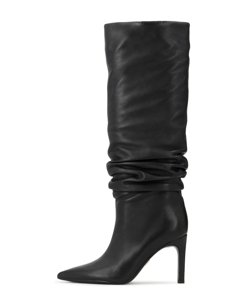 Kazar-Black-leather-high-boots-with-crinkle-stiletto-upper-černá