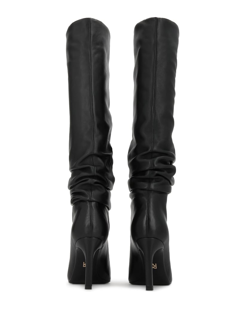 Kazar-Black-leather-high-boots-with-crinkle-stiletto-upper-černá