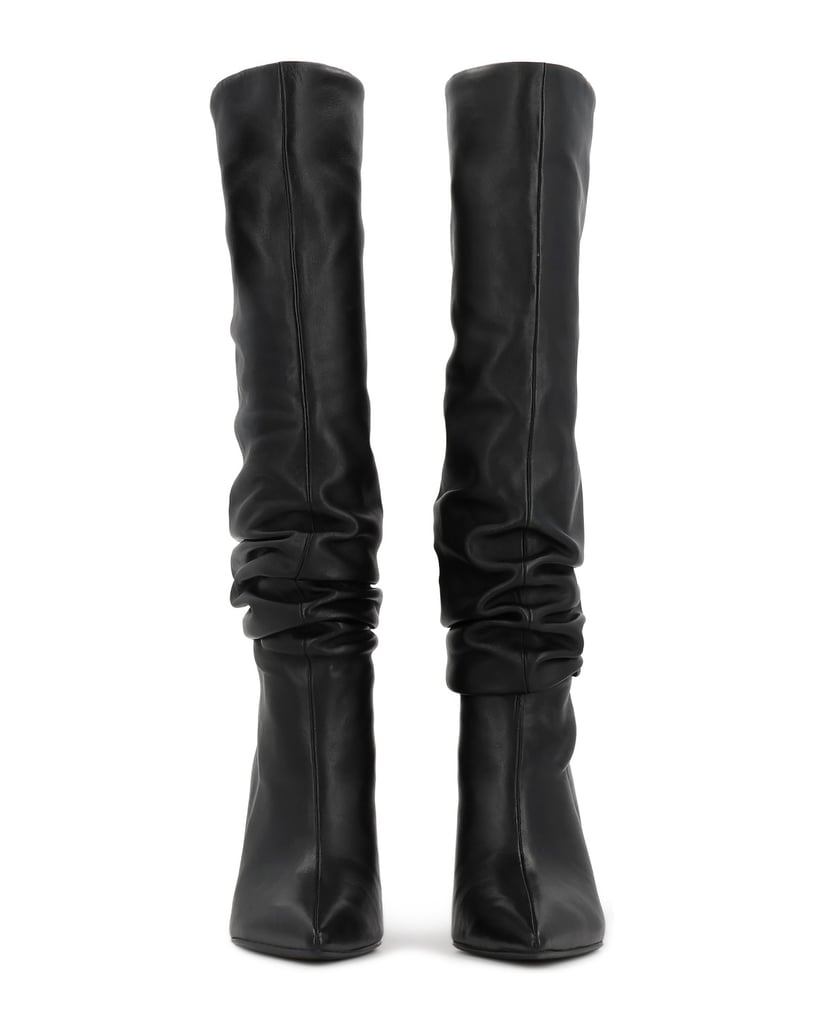 Kazar-Black-leather-high-boots-with-crinkle-stiletto-upper-černá