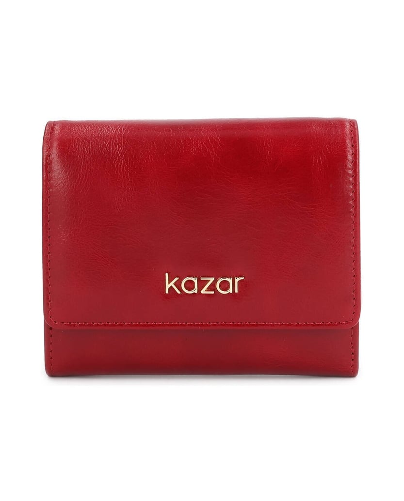 Kazar-Red-leather-wallet-collapsible-in-three-pieces-červená