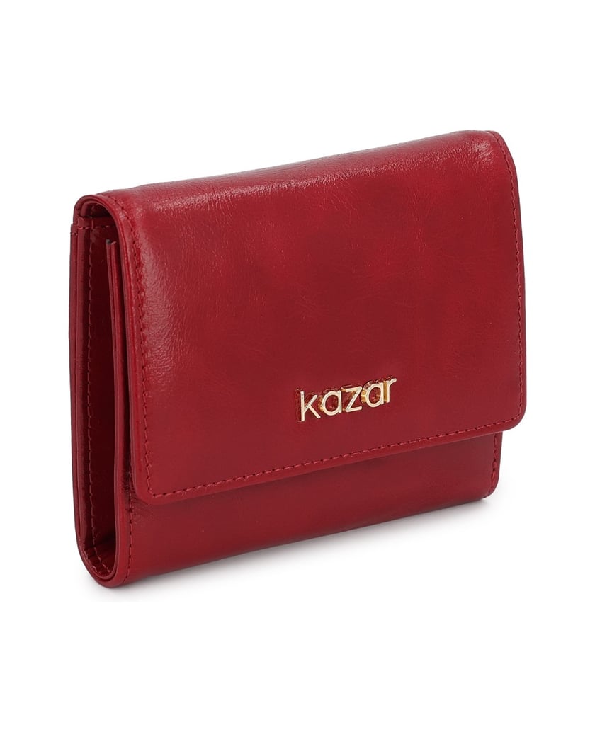Kazar-Red-leather-wallet-collapsible-in-three-pieces-červená