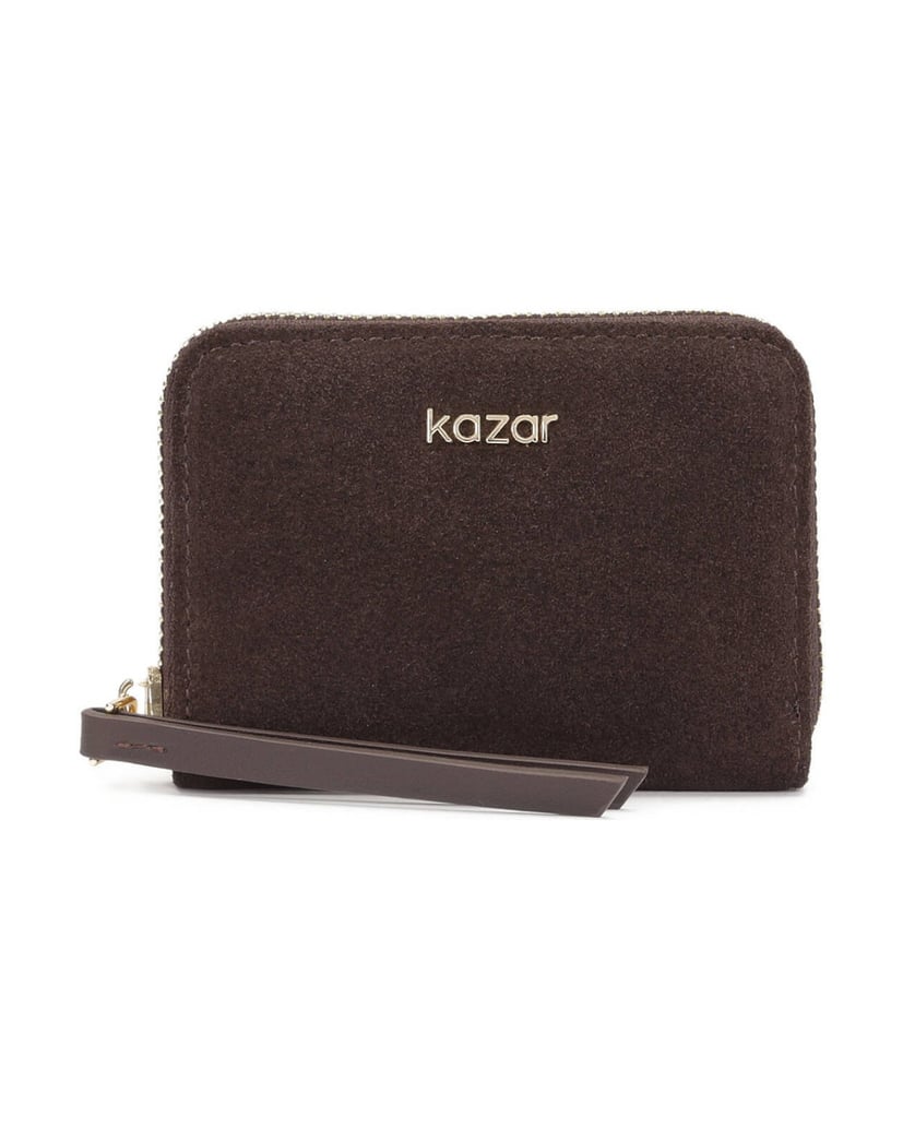 Kazar-Dark-brown-suede-wallet-for-women-with-logo-tmavě-hnědá