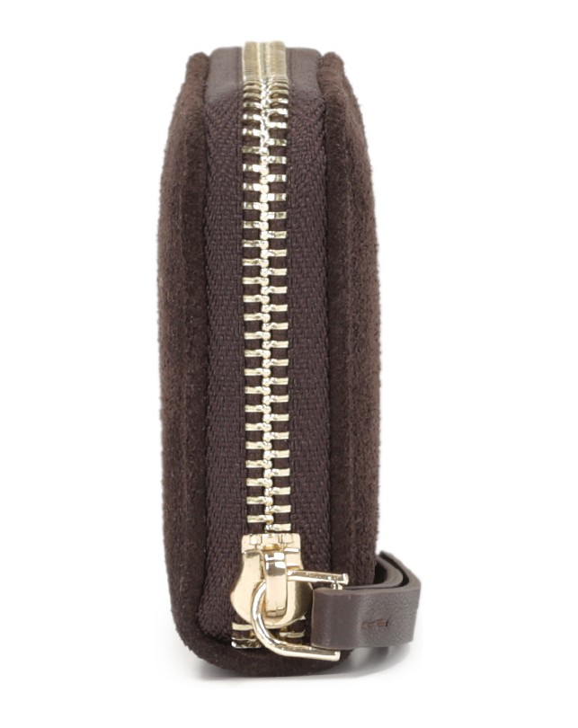 Kazar-Dark-brown-suede-wallet-for-women-with-logo-tmavě-hnědá