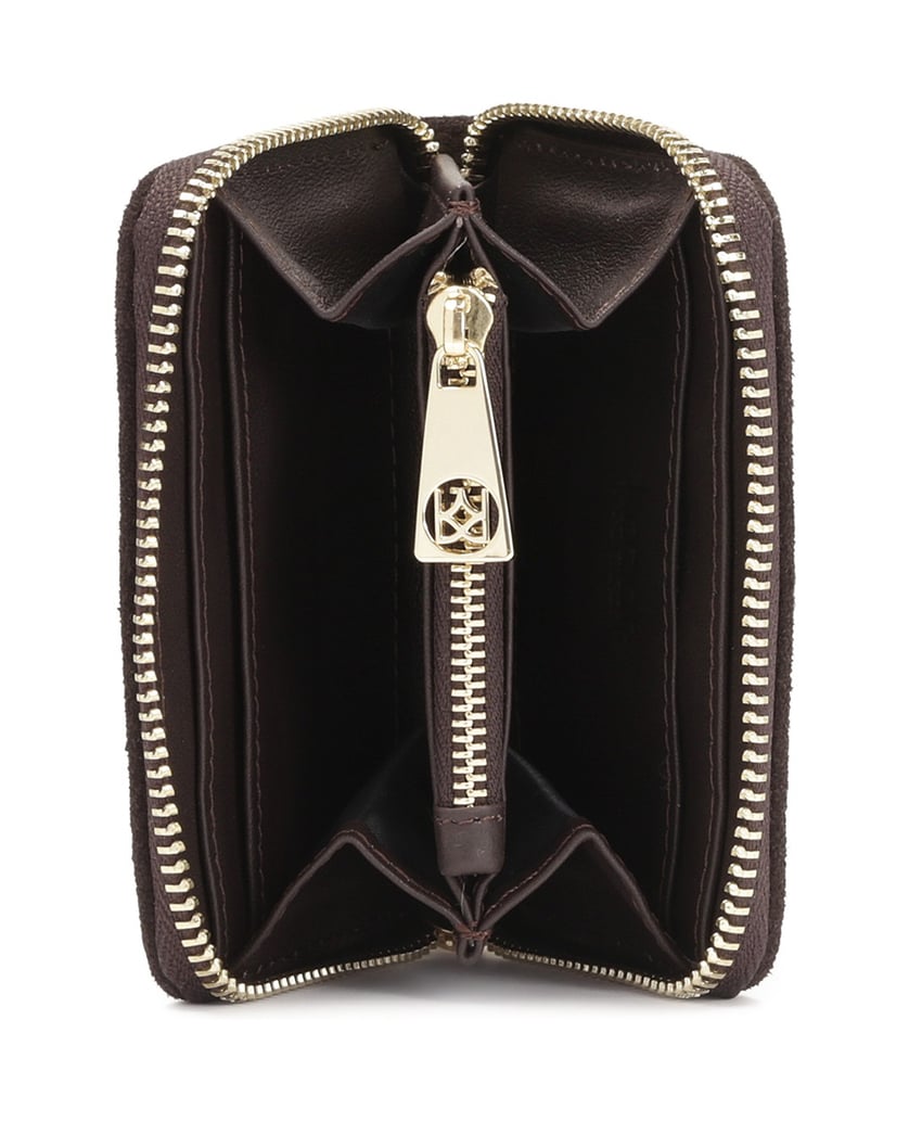 Kazar-Dark-brown-suede-wallet-for-women-with-logo-tmavě-hnědá
