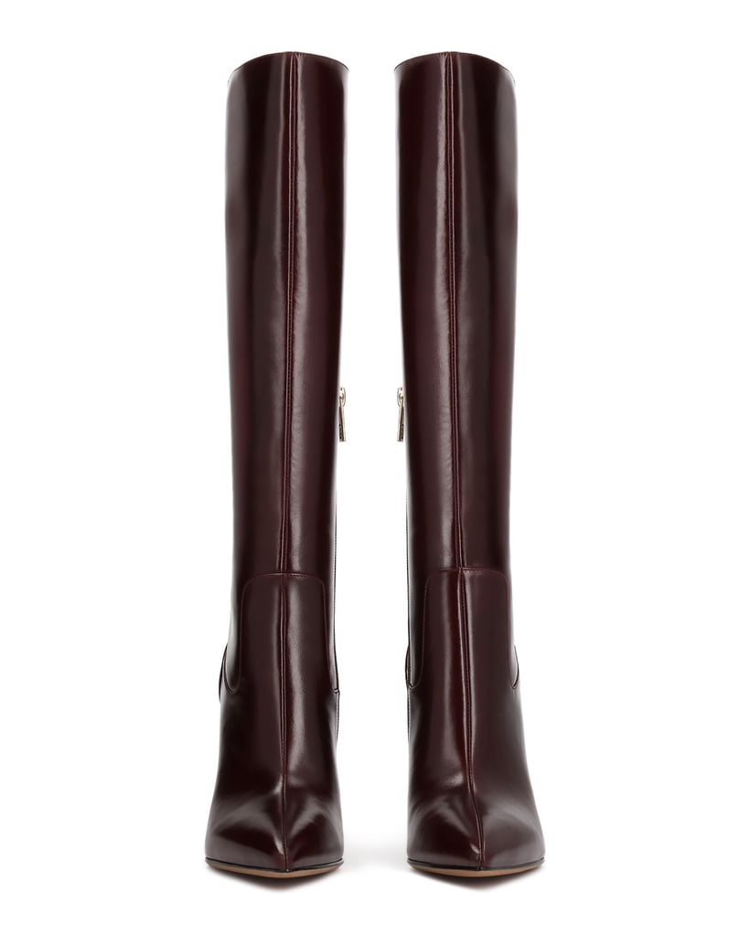 Kazar-Maroon-leather-high-boots-with-a-stiletto-heel-červená