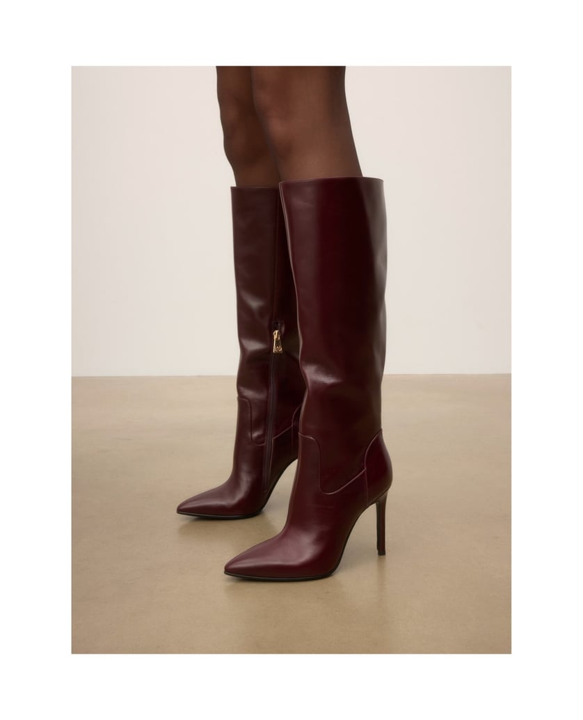 Kazar-Maroon-leather-high-boots-with-a-stiletto-heel-červená