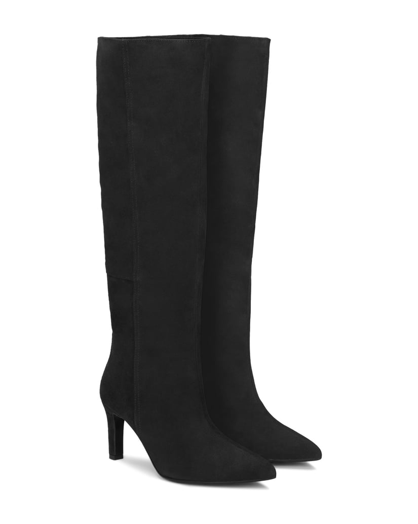 Kazar-Black-slip-on-high-boots-in-suede-černá