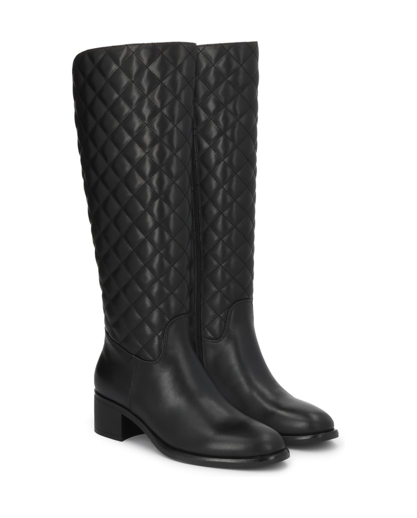Kazar-Black-genuine-leather-high-boots-with-quilted-upper-černá