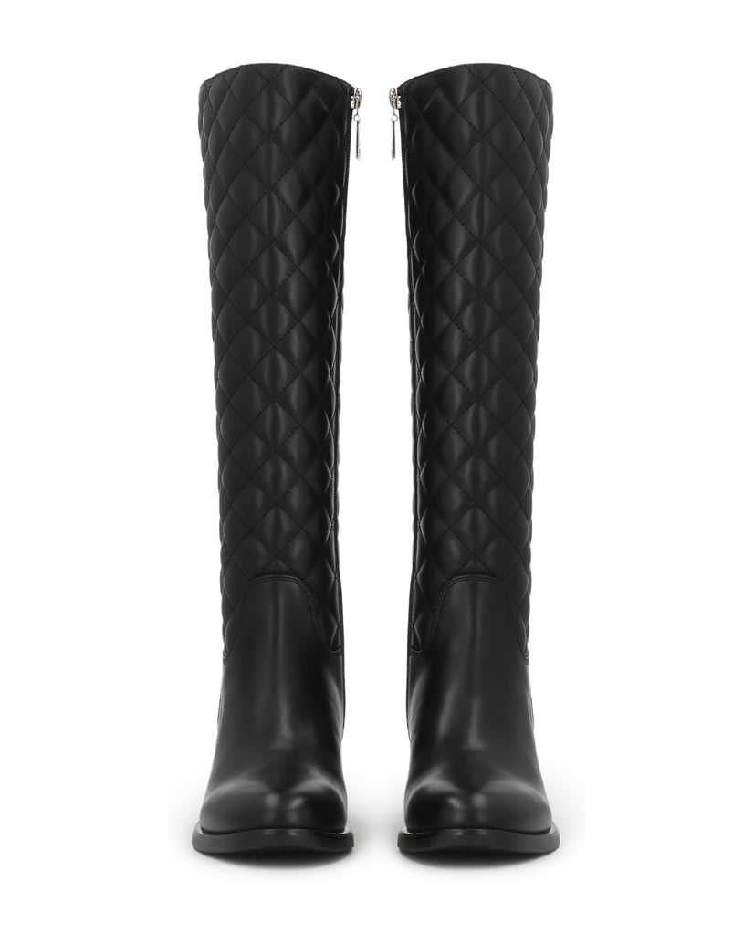 Kazar-Black-genuine-leather-high-boots-with-quilted-upper-černá