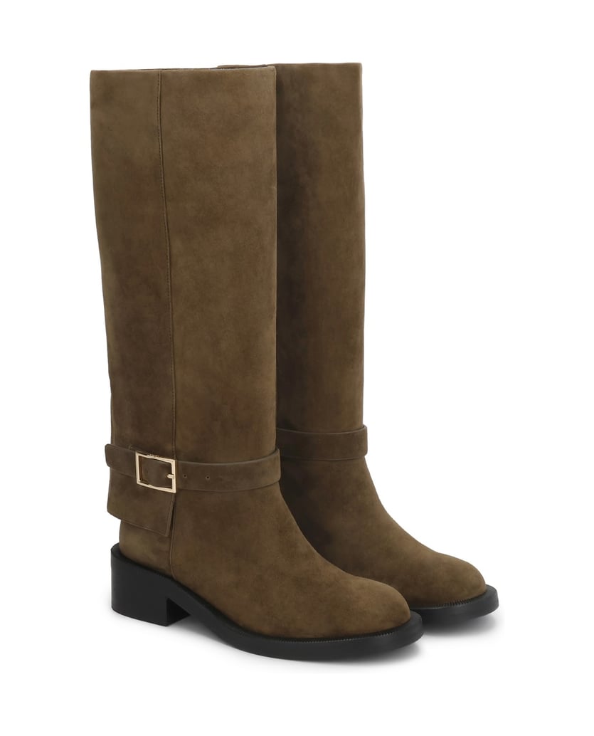 Kazar-Equestrian-style-suede-high-boots-in-green-shade-zelená