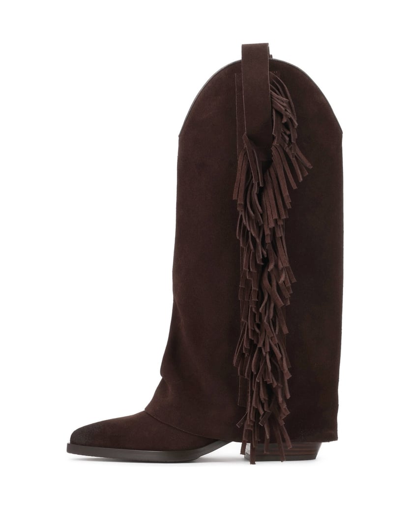 Kazar-Brown-cowboy-boots-with-overlay-upper-and-fringe-tmavě-hnědá