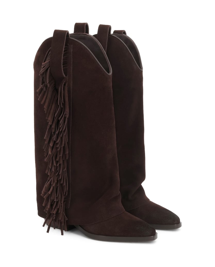 Kazar-Brown-cowboy-boots-with-overlay-upper-and-fringe-tmavě-hnědá