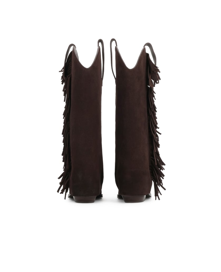 Kazar-Brown-cowboy-boots-with-overlay-upper-and-fringe-tmavě-hnědá