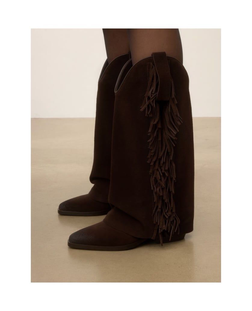 Kazar-Brown-cowboy-boots-with-overlay-upper-and-fringe-tmavě-hnědá