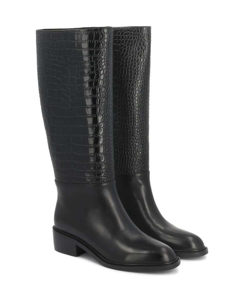 Kazar-High-boots-slip-on-with-contrasting-croco-upper-čierna