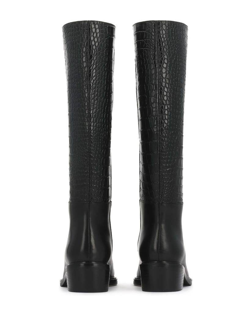 Kazar-High-boots-slip-on-with-contrasting-croco-upper-čierna