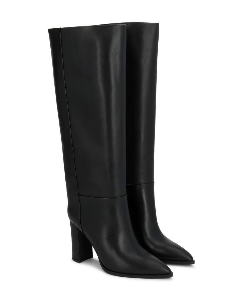 Kazar-Black-high-boots-with-geometric-lines-and-elongated-toe-box-čierna