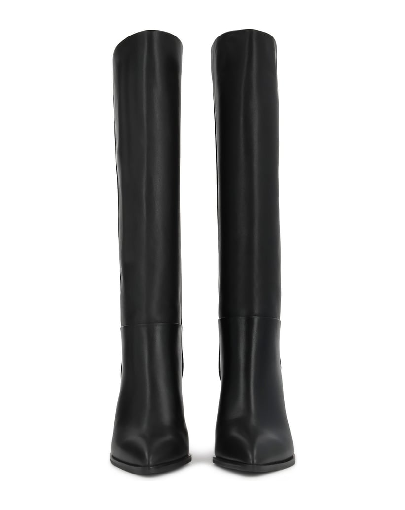 Kazar-Black-high-boots-with-geometric-lines-and-elongated-toe-box-čierna