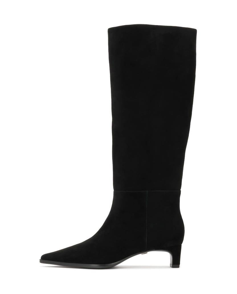 Kazar-Black-suede-high-boots-with-a-slender-heel-černá