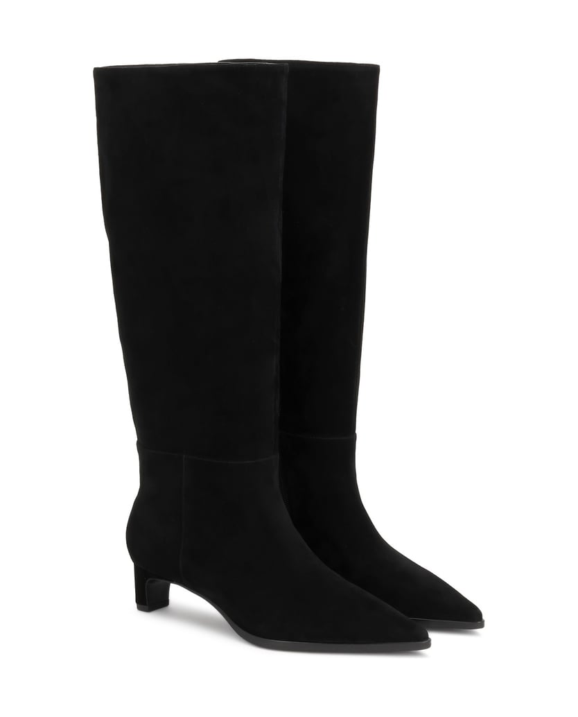 Kazar-Black-suede-high-boots-with-a-slender-heel-černá